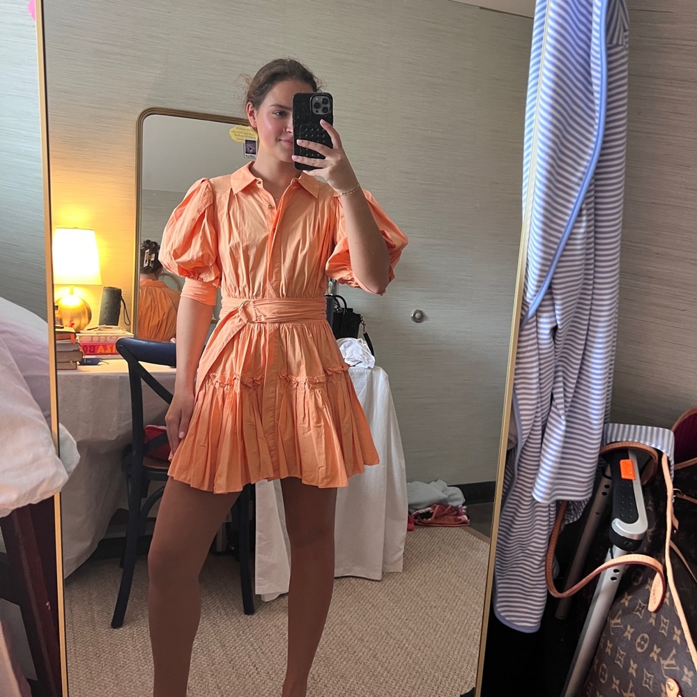 Ramy Brook Peach Puff Sleeve Dress